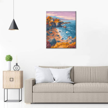 Podzimní chata u moře - malování podle čísel