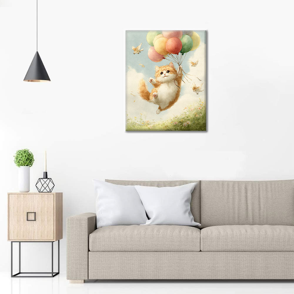 Kočičí jízda balónem - malování podle čísel