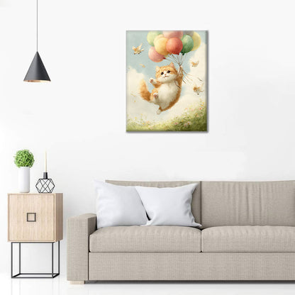 Kočičí jízda balónem - malování podle čísel