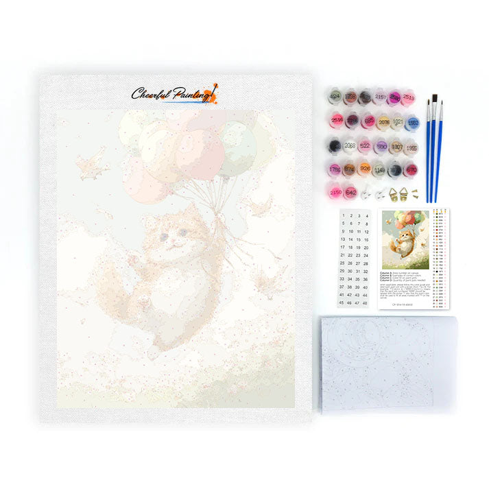 Kočičí jízda balónem - malování podle čísel