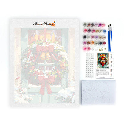 Vánoční věnec na dveře - malování podle čísel