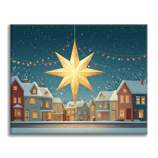 Vánoční hvězda ve sněhu - malování podle čísel