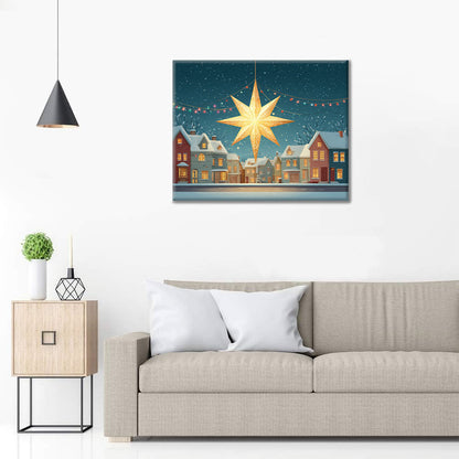 Vánoční hvězda ve sněhu - malování podle čísel