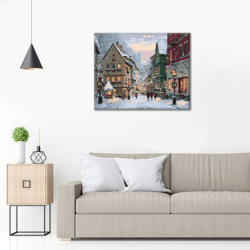 Vánoční ulice - malování podle čísel