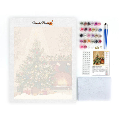 Vánoční stromeček a krb - malování podle čísel