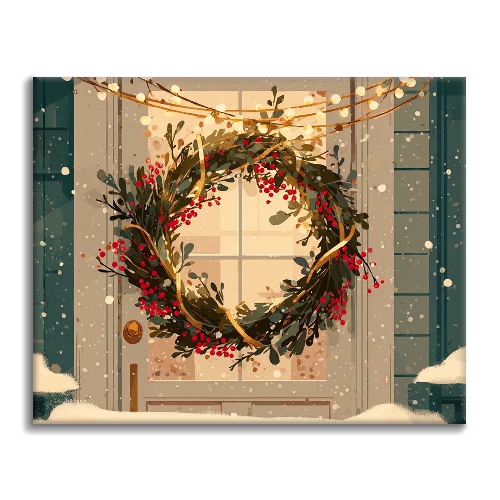 Vánoční věnec - malování podle čísel