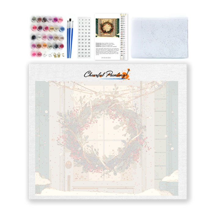 Vánoční věnec - malování podle čísel