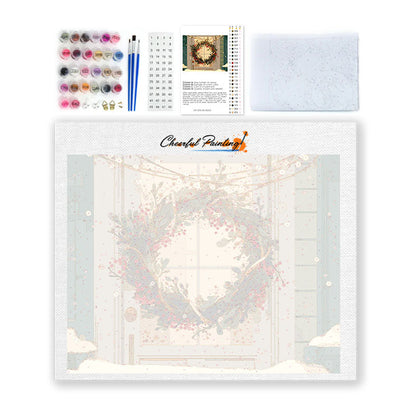 Vánoční věnec - malování podle čísel