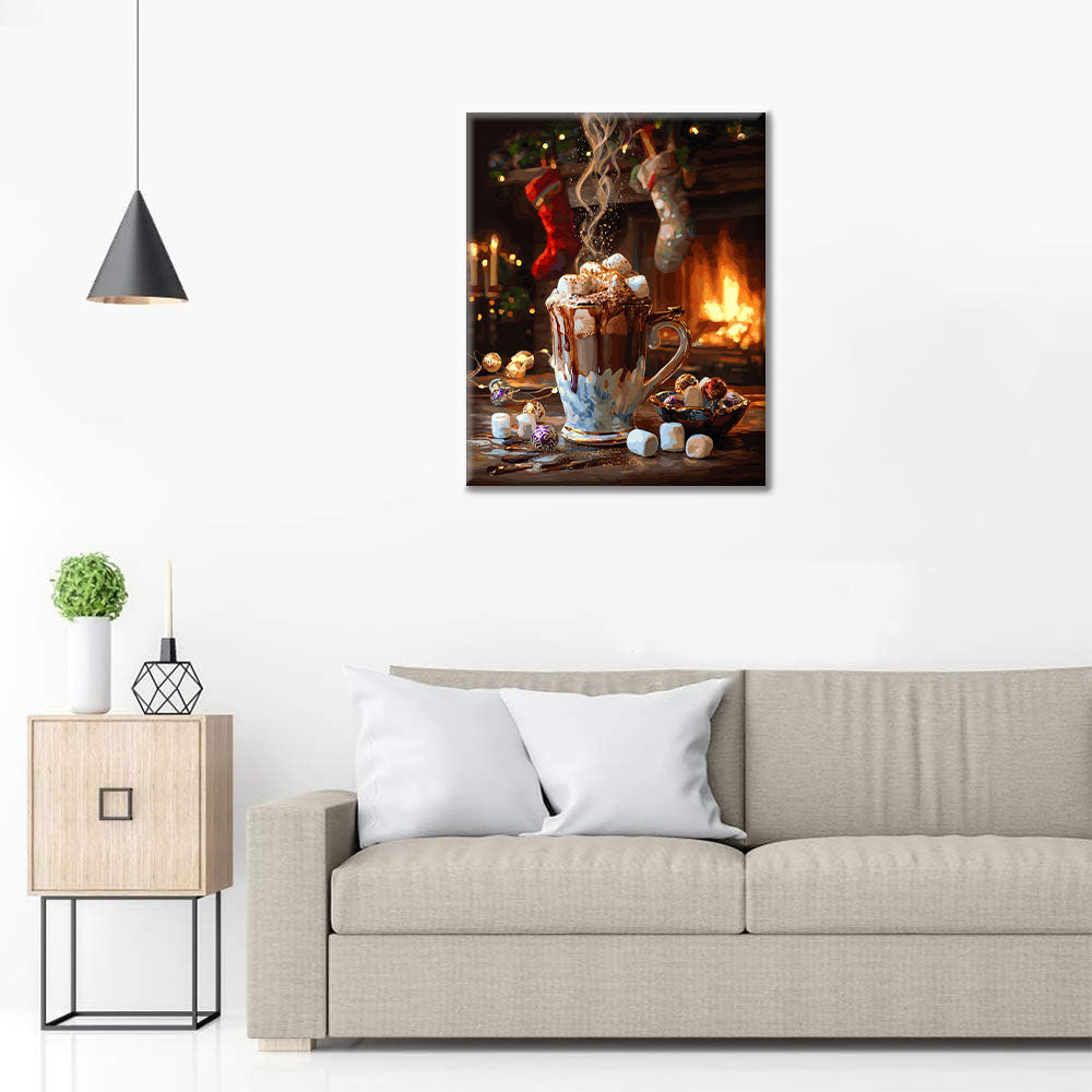 Útulné vánoční kakao - malování podle čísel