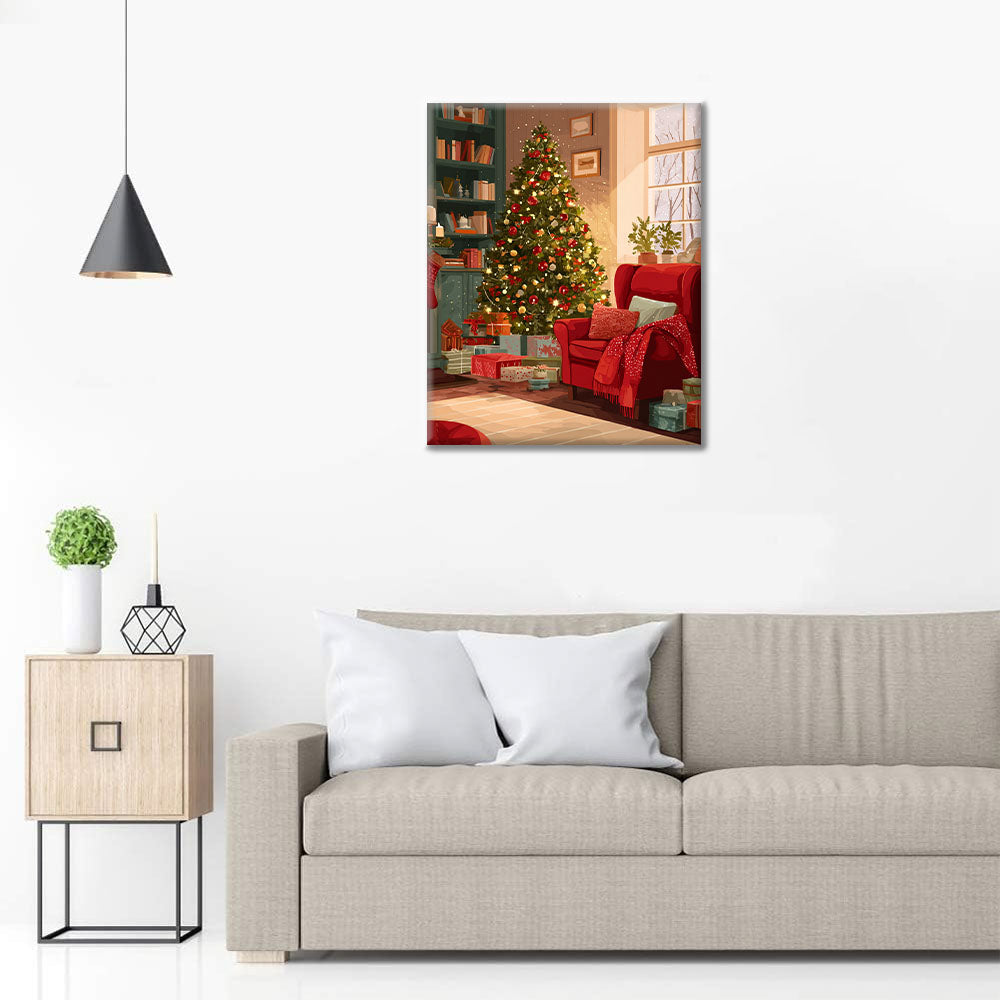 Útulný vánoční stromeček - malování podle čísel