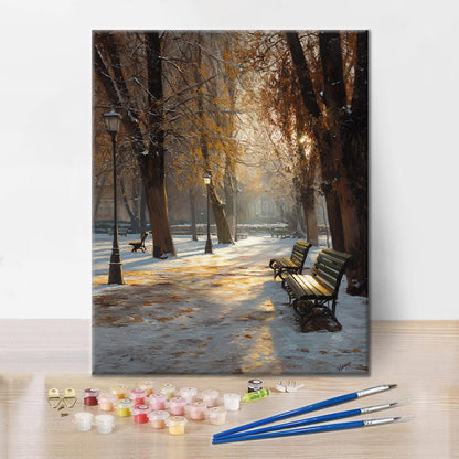 Park začátkem zimy - malování podle čísel