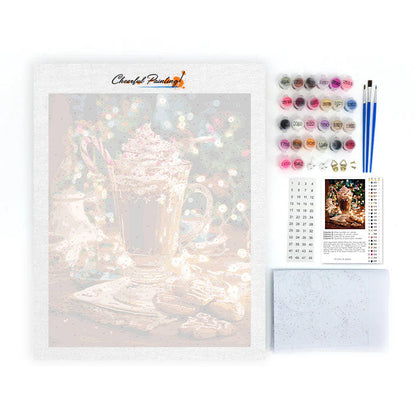 Horká čokoláda v zimě - malování podle čísel