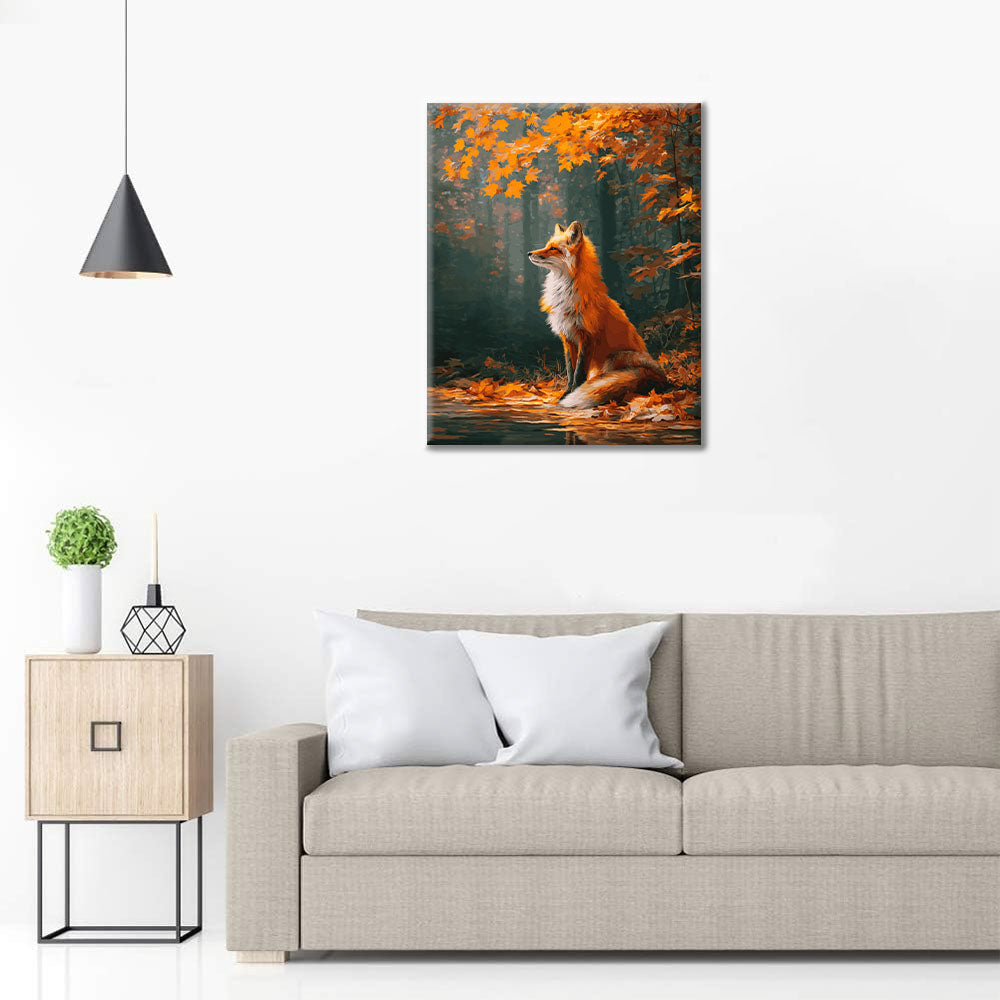 Javorové listy a liška - malování podle čísel