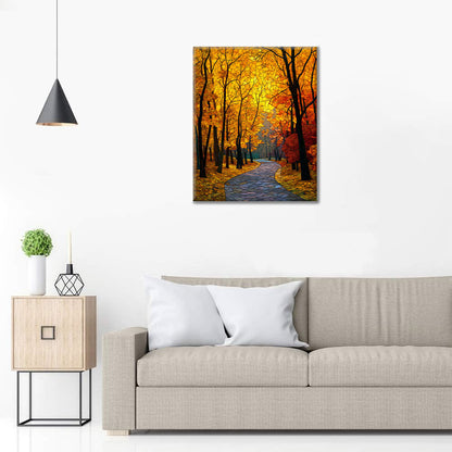 Mozaiková podzimní alej - malování podle čísel