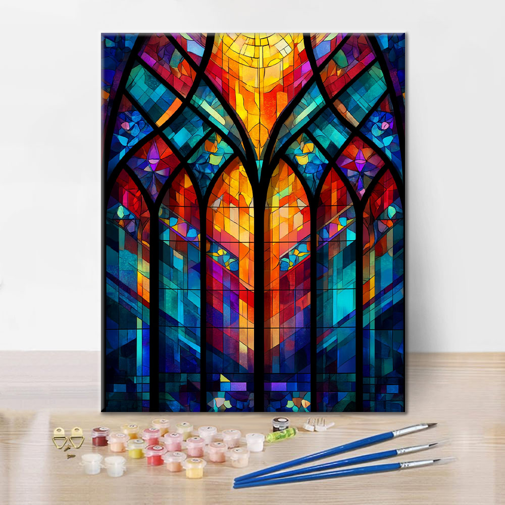 Mozaiková okenní mříž - malování podle čísel