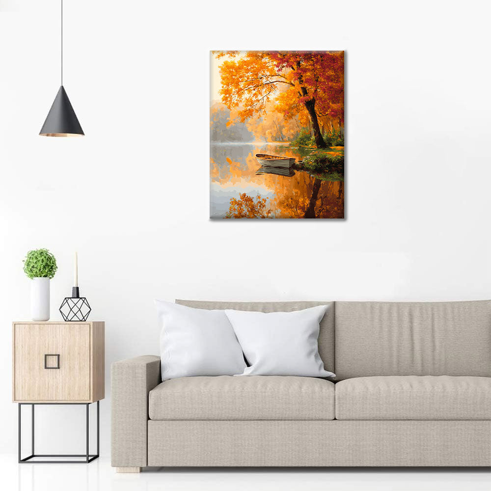 Klidná podzimní loďka - malování podle čísel