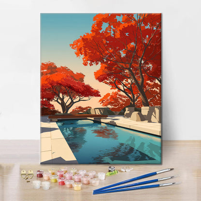 Klidné podzimní odrazy - malování podle čísel