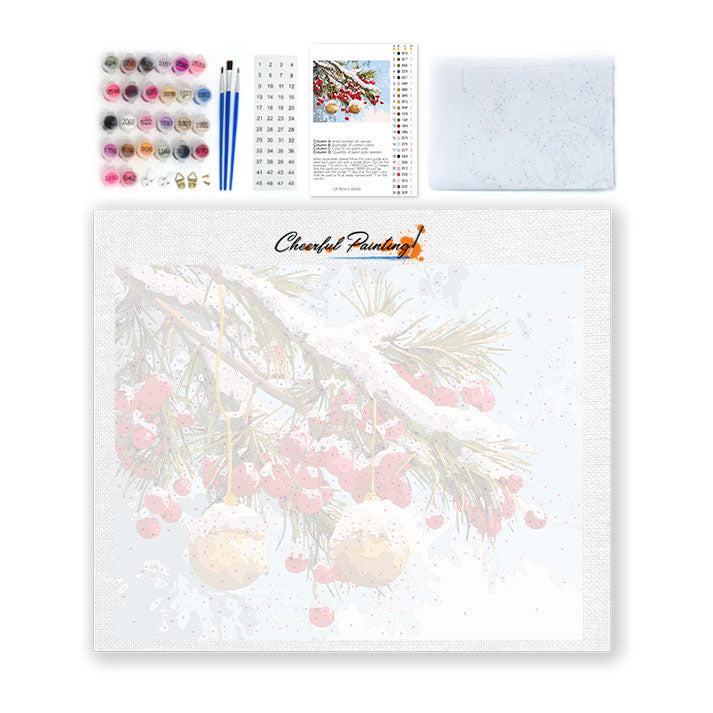 Zimní větve s ornamenty - malování podle čísel