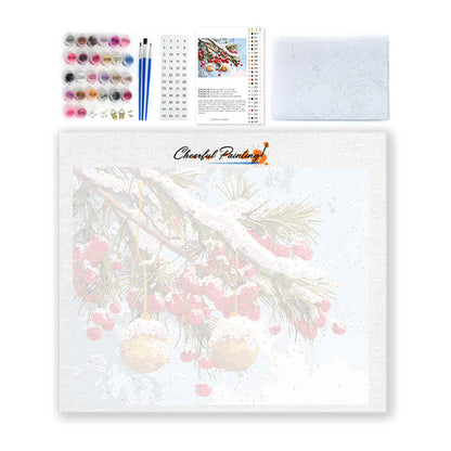 Zimní větve s ornamenty - malování podle čísel