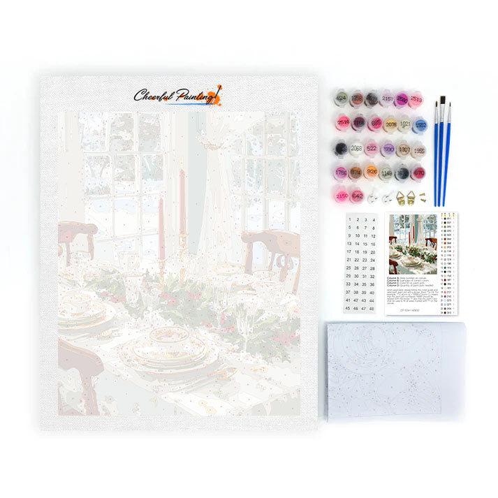 Prostírání stolu v Zimní říši divů - Malování podle čísel