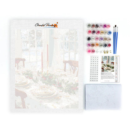 Prostírání stolu v Zimní říši divů - Malování podle čísel