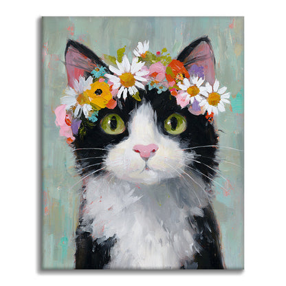 Sada malování podle čísel Kočka s květinovou korunou - Malování podle čísel - Cheerful Painting
