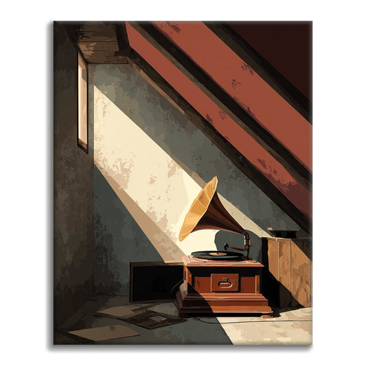Sada malování podle čísel Půdní gramofon - malování podle čísel - Cheerful Painting