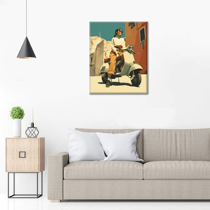 Dívka na skútru - Malování podle čísel