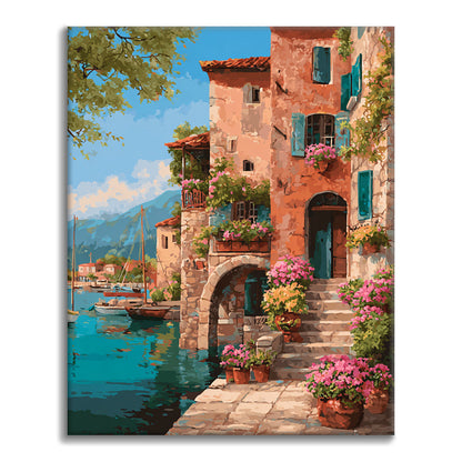 Sada malování podle čísel - Krajiny -Přímořské město - Malování podle čísel - Cheerful Painting