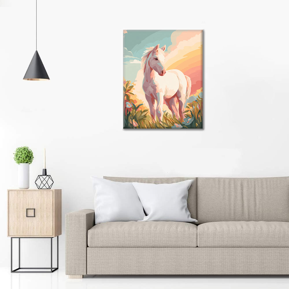 malý bílý kůň - Malování podle čísel