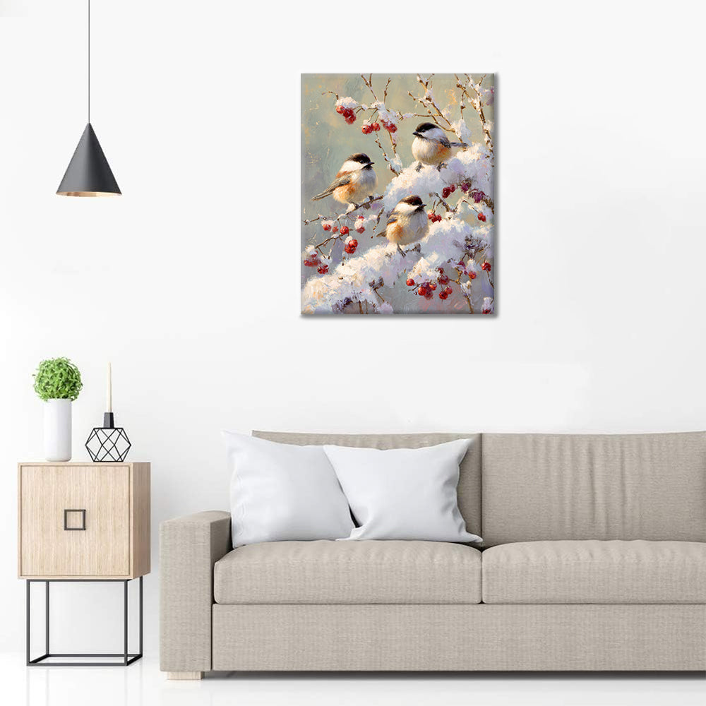 Zimní ptáci - malování podle čísel