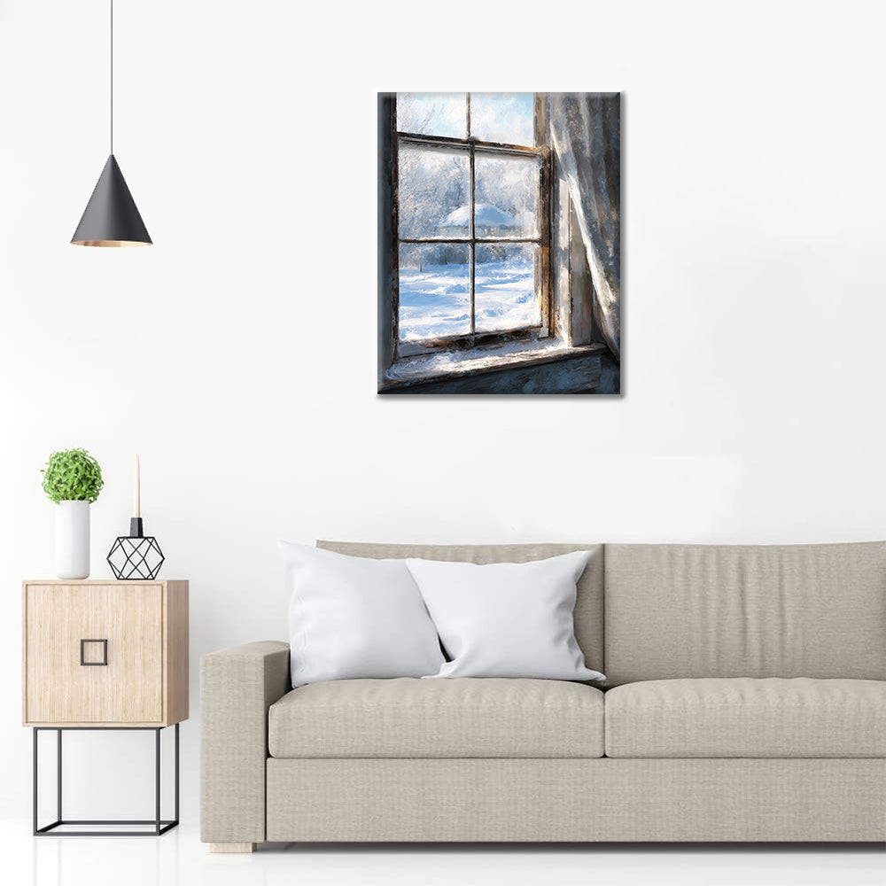 Zimní okno - malování podle čísel