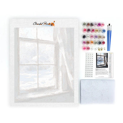 Zimní okno - malování podle čísel