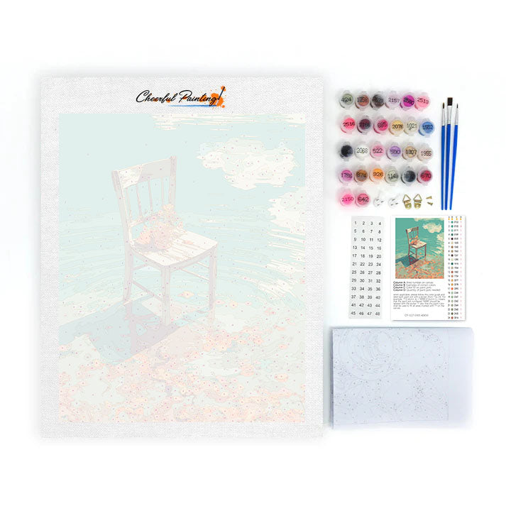 Dřevěná židle - malování podle čísel