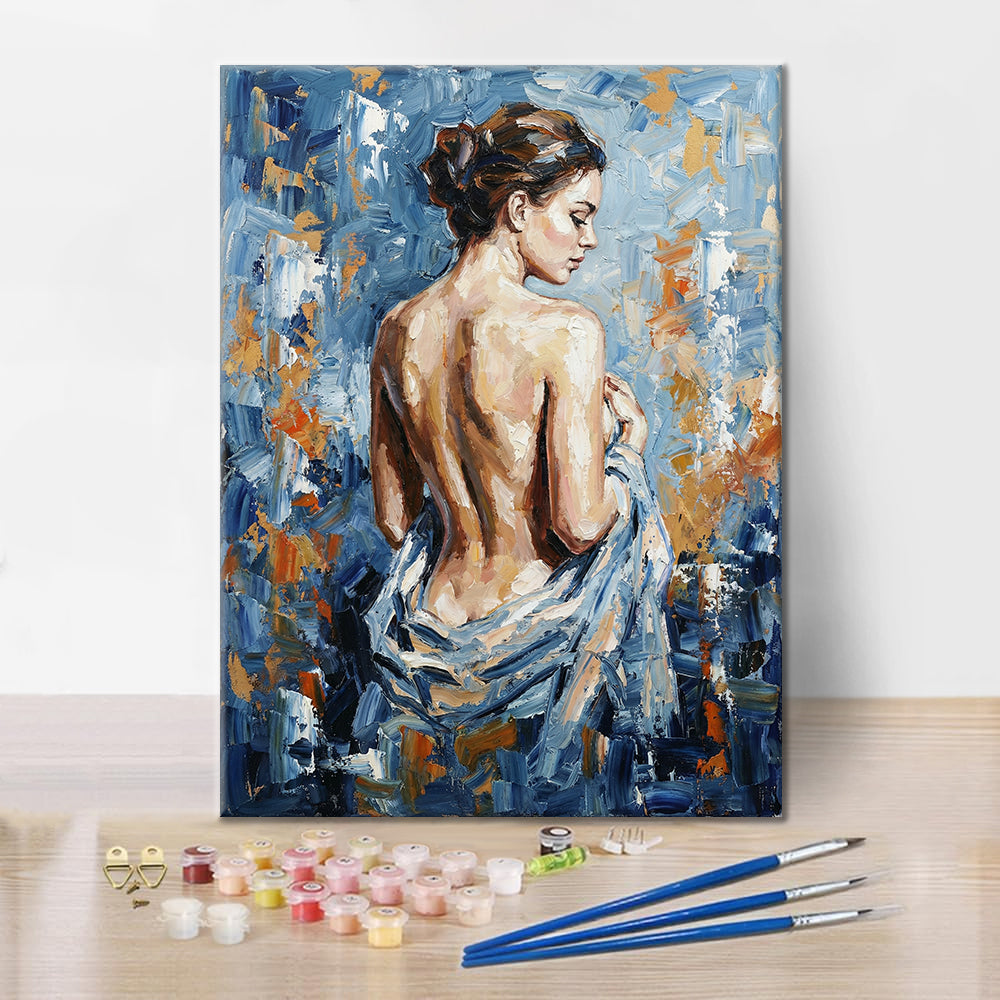 Modrá silueta - Malování podle čísel