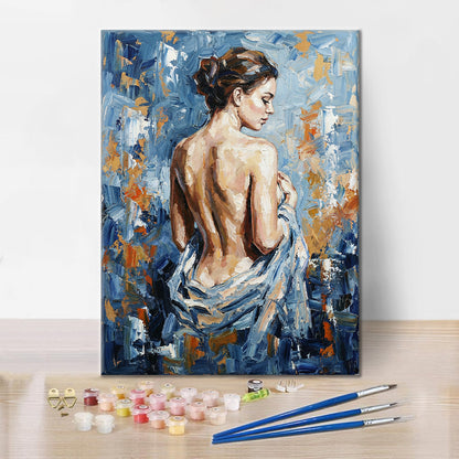 Modrá silueta - Malování podle čísel