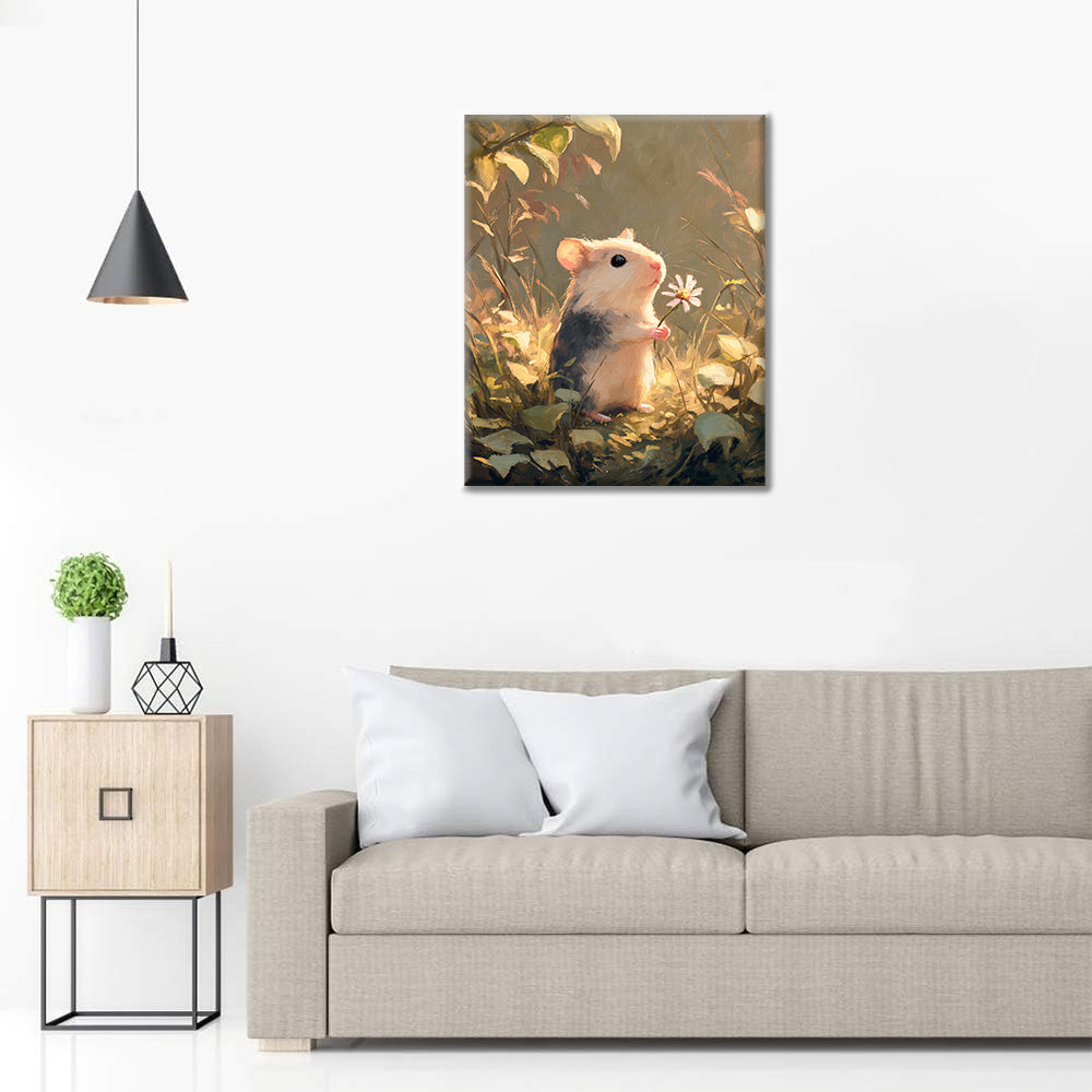 Květiny a myš - Malování podle čísel