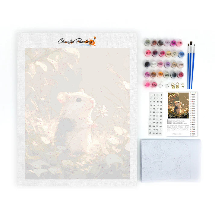 Květiny a myš - Malování podle čísel