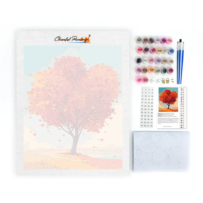 Strom ve tvaru srdce - Malování podle čísel