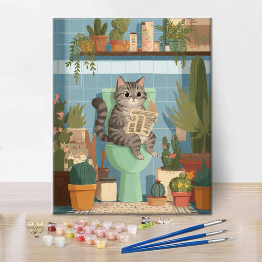 Kočička čte - Malování podle čísel