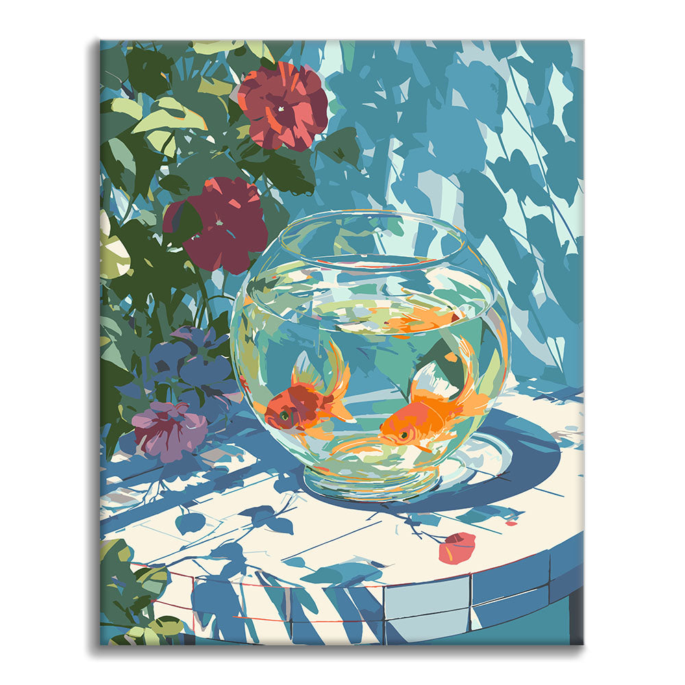Akvárium a květiny - malování podle čísel - Cheerful Painting