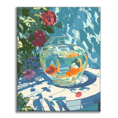 Akvárium a květiny - malování podle čísel - Cheerful Painting