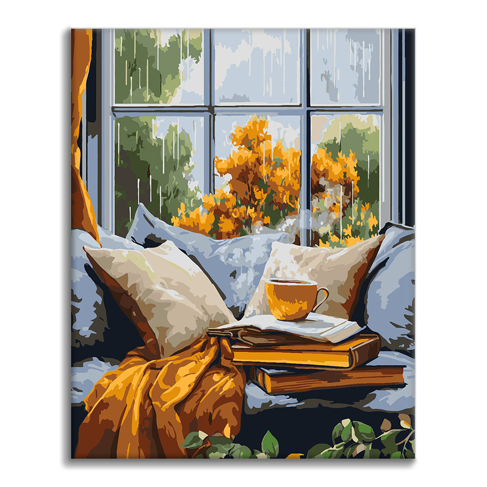 Deštivý den za oknem - Malování podle čísel - Cheerful Painting