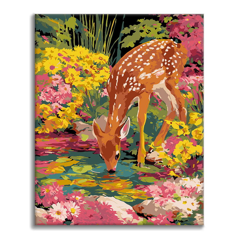 Jelen sika pije vodu - Malování podle čísel - Cheerful Painting
