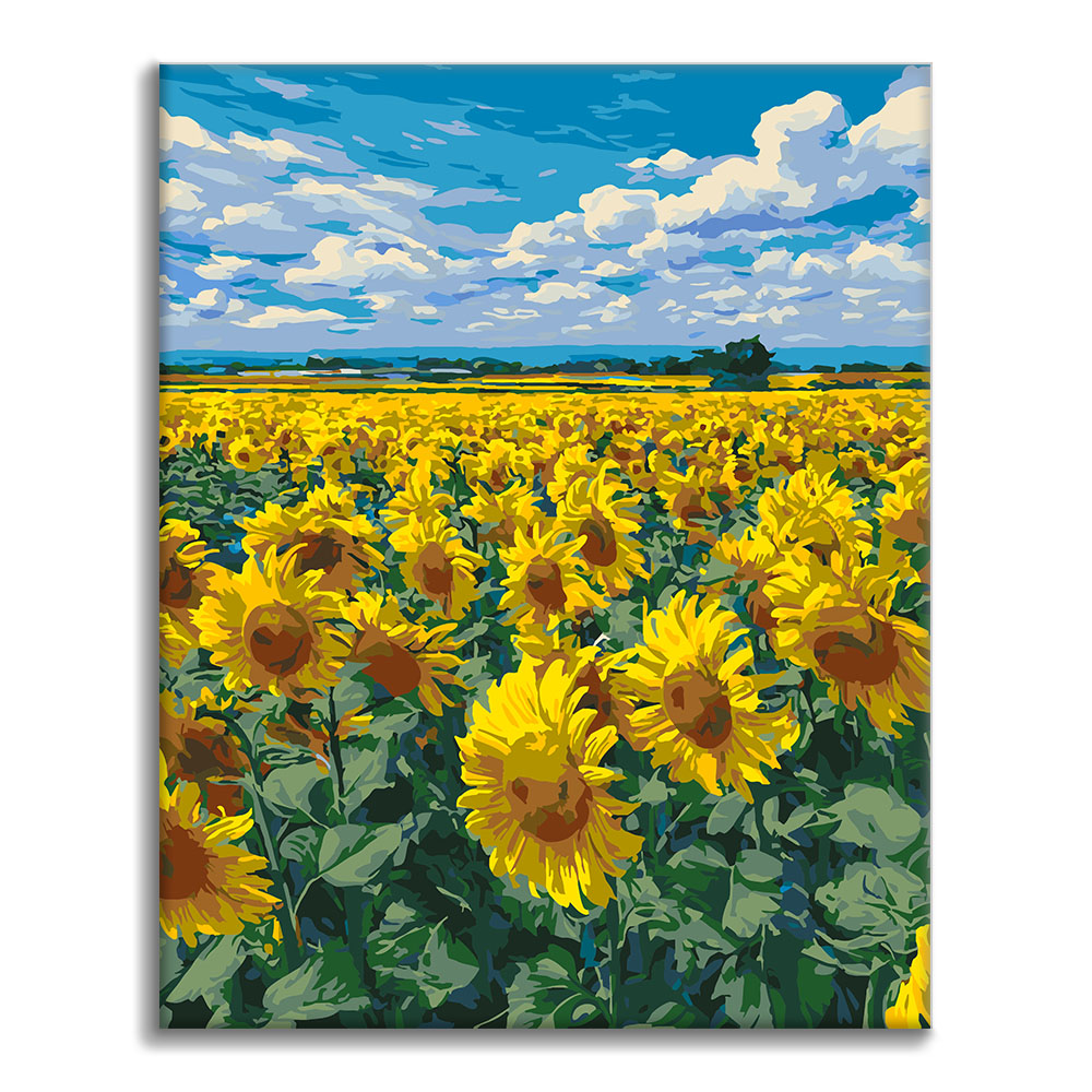Slunečnicové pole - Malování podle čísel - Cheerful Painting
