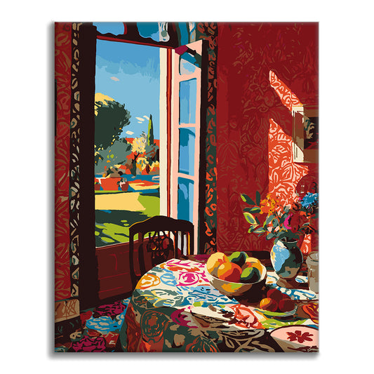 Červená jídelna - malování podle čísel - Cheerful Painting