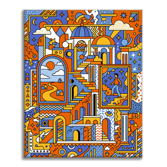 Geometrická krajina snů - malování podle čísel