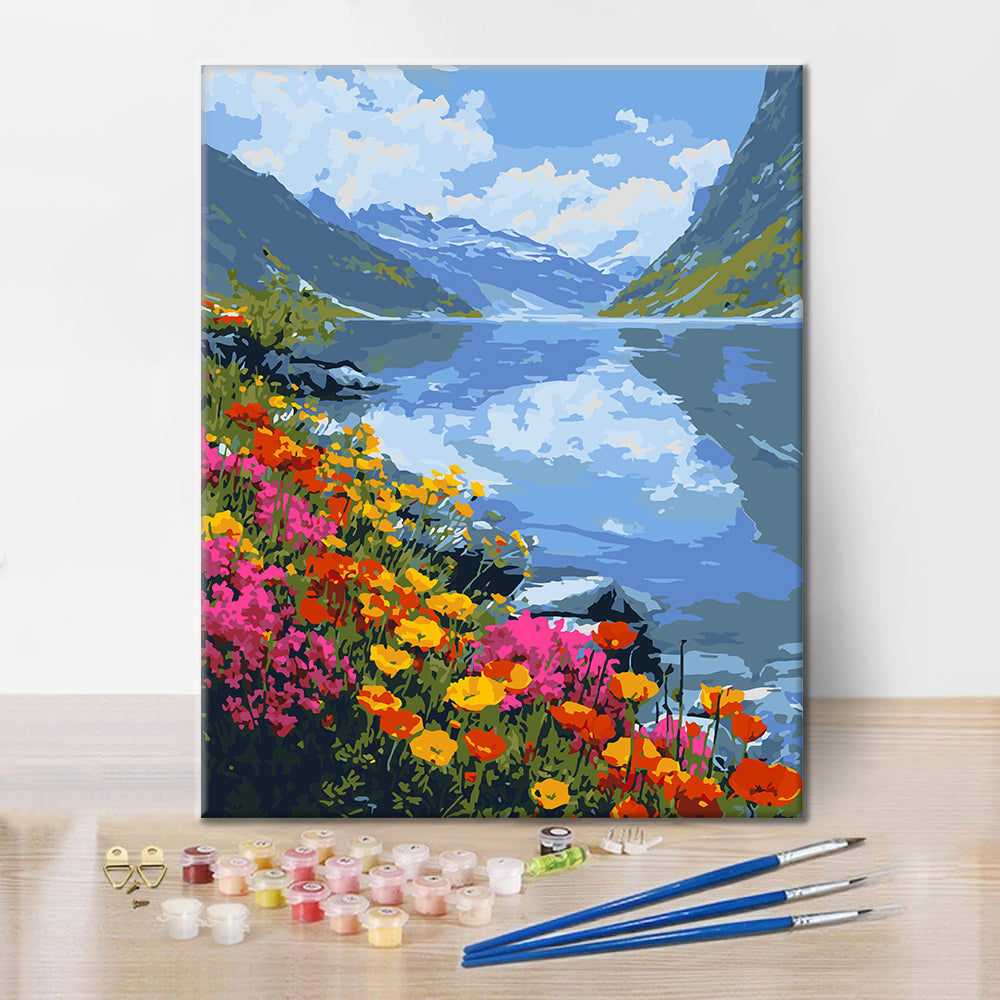 Rozkvetlé jezero – Malování podle čísel