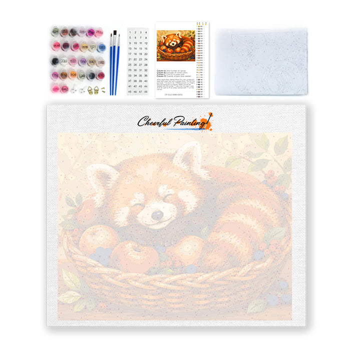 Spící panda červená – Malování podle čísel