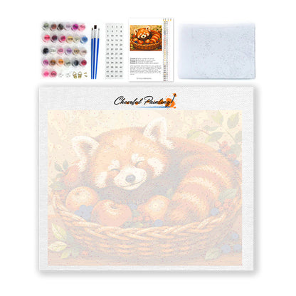 Spící panda červená – Malování podle čísel